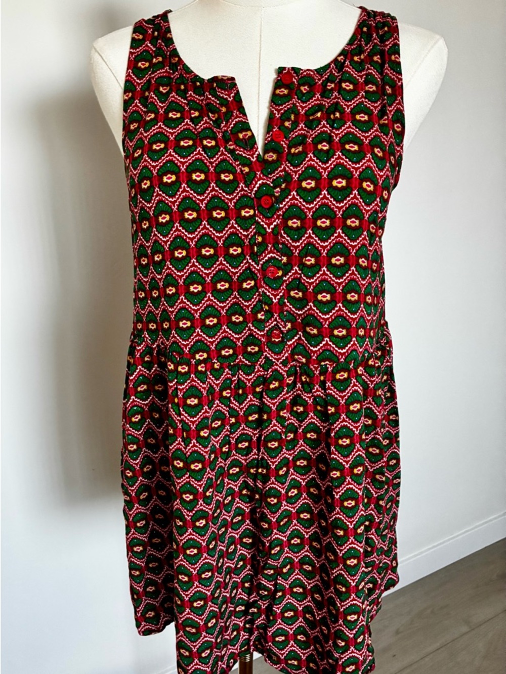 Elodie Sleeveless Pink & Green Patterned Women's Tank Top